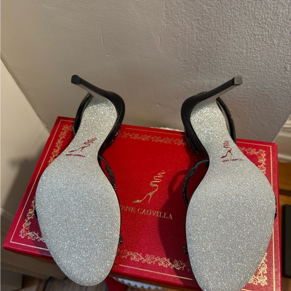 Rene Caovilla Margot Black Strappy Heels - Picture 5 of 6